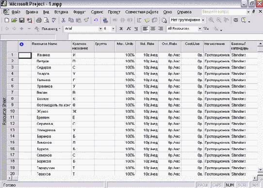 Microsoft Project - 
